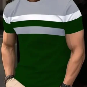 Men's Color Block Round Neck T-Shirt