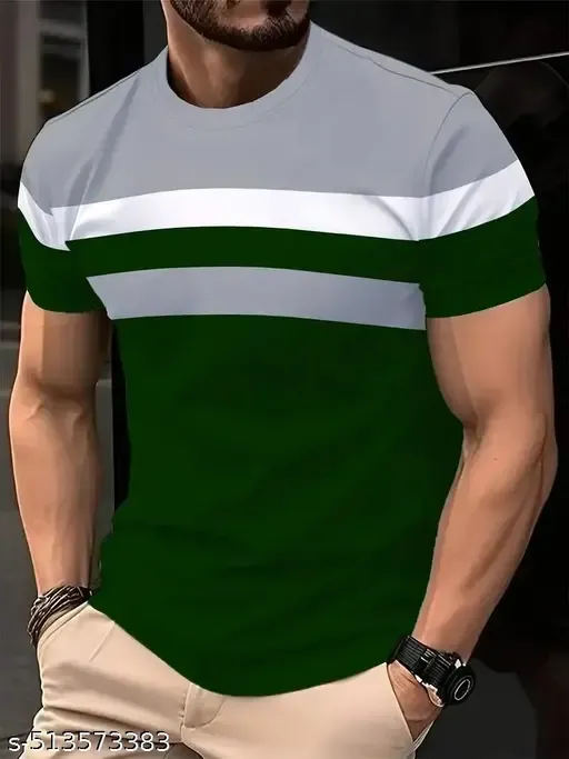Men's Color Block Round Neck T-Shirt