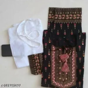 Beautiful Black Mirror Embroidered Work Kurta With Dori Tassle Works