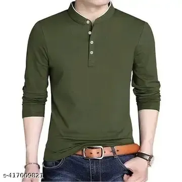 Stylish Multicoloured Cotton Blend Solid T-Shirt For Men