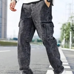 MENS MOM FIT GREY//CARGO JEANS FO MENS//6 POCKET JEANS FOR MENS