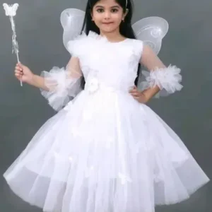 Girls stylish cotton and net fit and floral baby dress