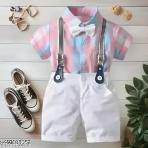 Kids Cotton Lycra Blend Printed shirt and Short Pant Set