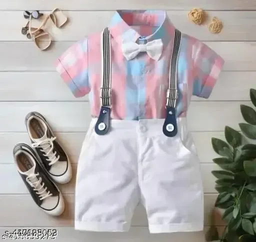 Kids Cotton Lycra Blend Printed shirt and Short Pant Set