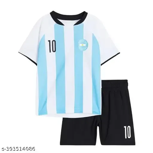 Kids Football Jersey Dress Set With Printed T-shirt And Shorts